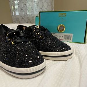New Kate Spade Black Glitter Keds